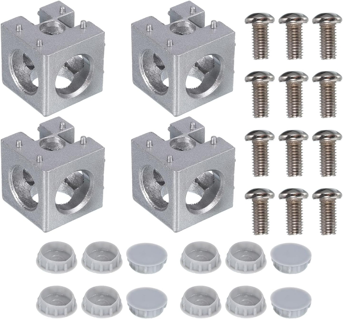 4Set 30x30x30mm 3-Way Corner Bracket Cube, Aluminum Alloy Block for 3030 Series Aluminum Extrusion Profile with Screws