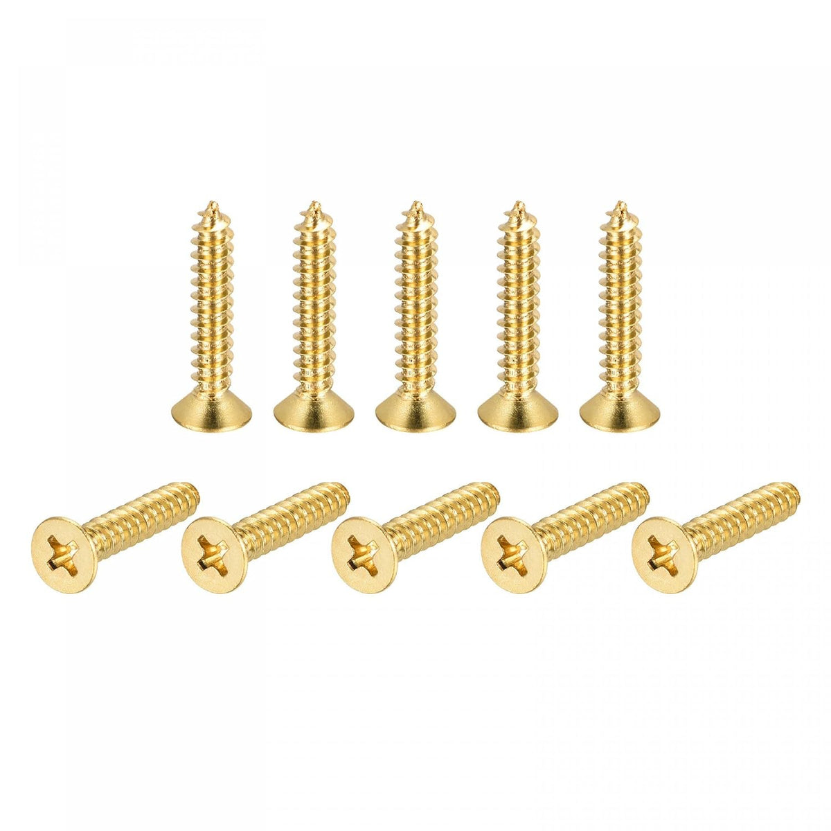 Brass Wood Screws, M5x25mm Phillips Flat Head Self Tapping Connector for Door Hinges, Wooden Furniture, Home Appliances 16Pcs