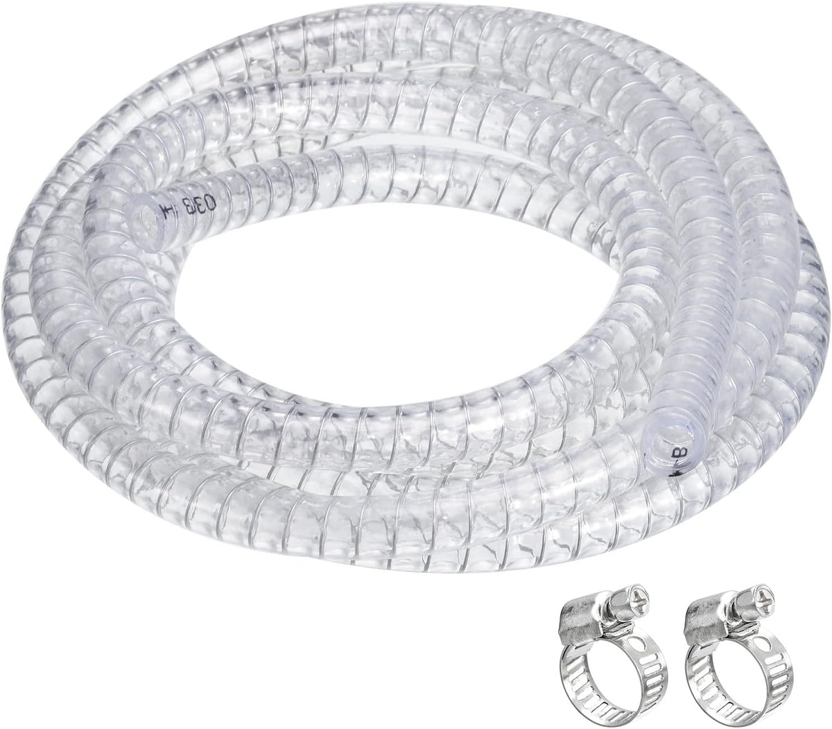 3/8" ID x 10 Ft PVC Tube Steel Wire Reinforced Tubing Flexible Vinyl Hose Pipe Clear Suction Chemical Resistant Thick Tubing
