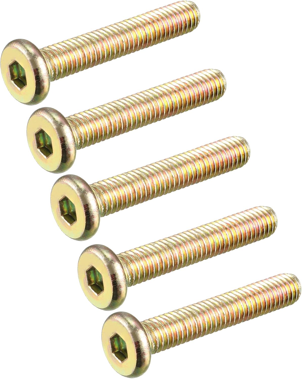 M6 x 35mm Full Thread Hexagon Socket Round Head Screws Bolts Bronze Tone 5 Pcs