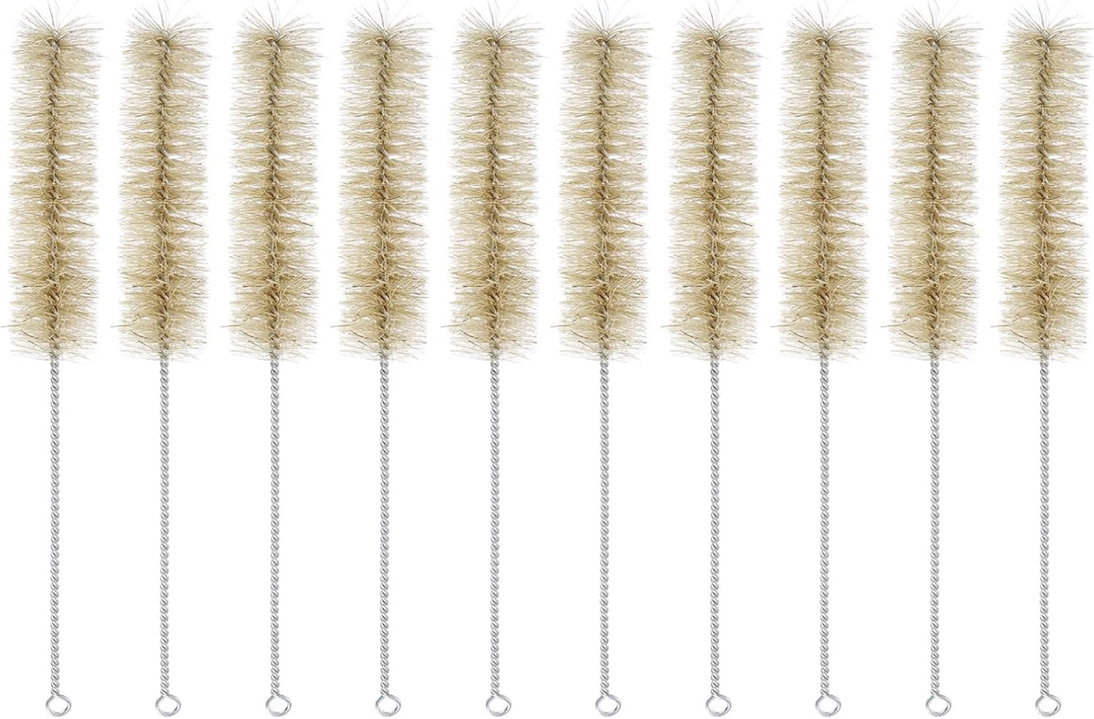 Pipe Cleaner Brush 25mm Wire Pipe Cleaner Bore Brush Cleaning Stainless Steel Handle for Tubes Bottles Brown 10 Pcs