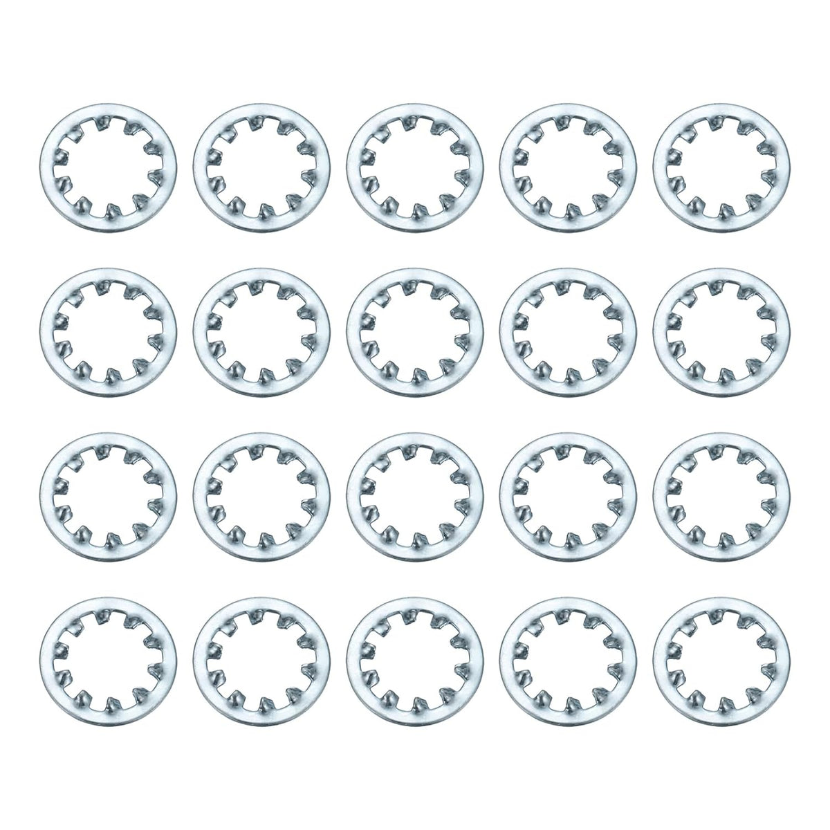 20Pcs 1/2 Internal Tooth Lock Washer, Zinc-Plated Carbon Steel Multi-Tooth Star Washer Locking Fastener, Silver Tone