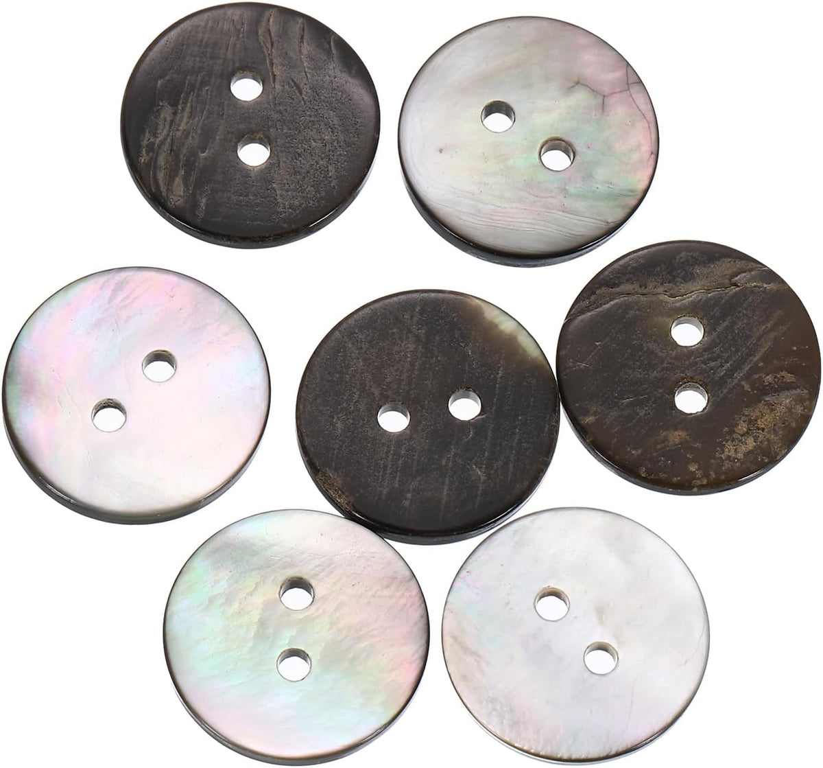 7 Pcs Natural Shell Buttons, 2 Hole 18mm Mother of Pearl Buttons for Shirt Clothes Coats Suits Jacket Jeans Skirts Sewing Craft DIY Decoration, Black
