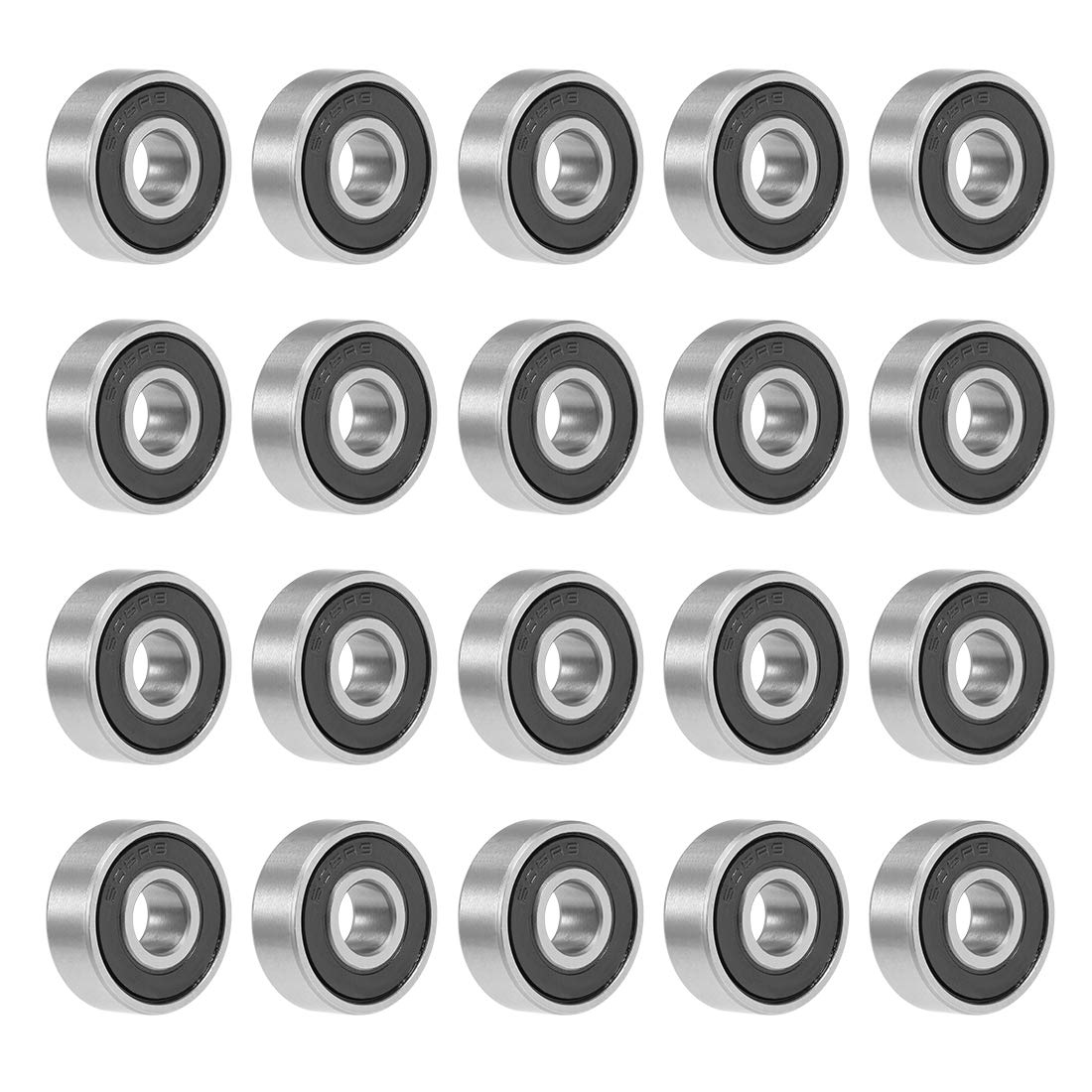606-2RS Deep Groove Ball Bearing 6x17x6mm Double Sealed Chrome Steel Bearings 20-Pack