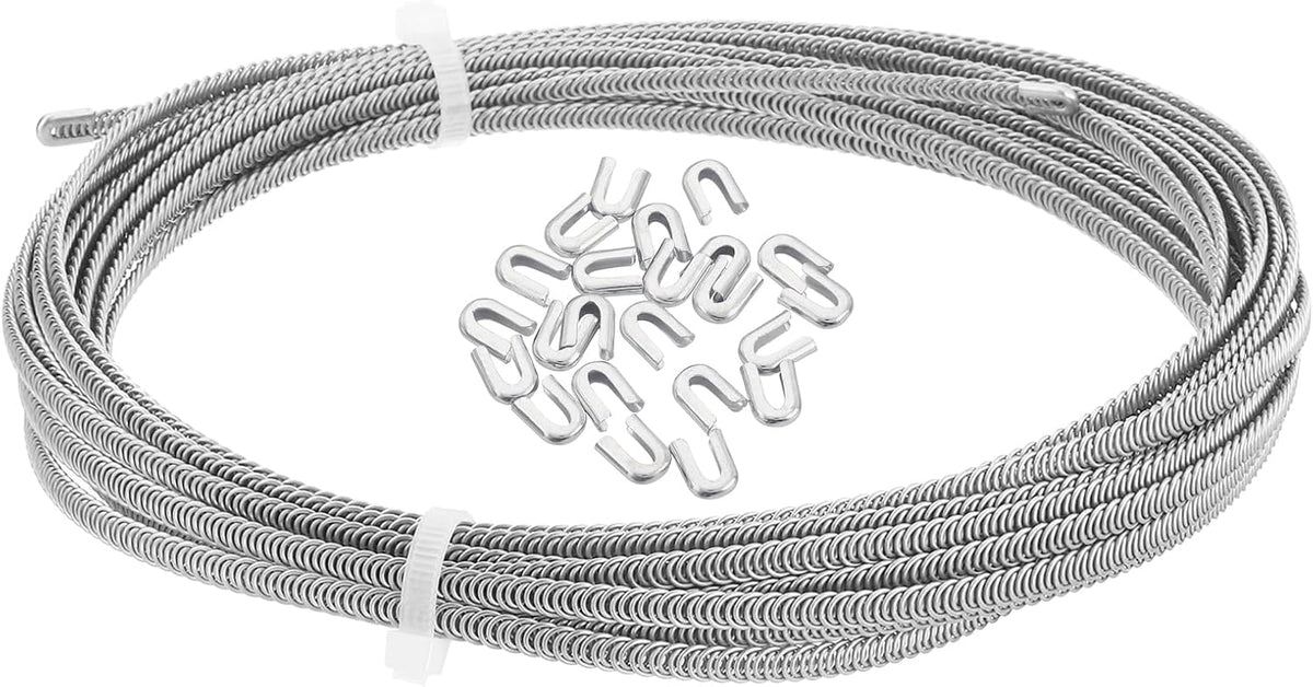 LinkMejor 1 Set Spiral Metal Corset Boning, 1/4" x 33FT Stainless Steel Boning Precut Steel Boning Tips with 32 Pcs Cap Head for Corset Gown Costumes Crafts Sewing