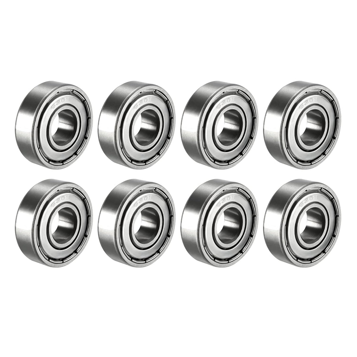 6201ZZ Ball Bearing 12mm x 32mm x 10mm Double Shielded 6201-2Z 80201 Deep Groove Bearings, Carbon Steel (Pack of 8)