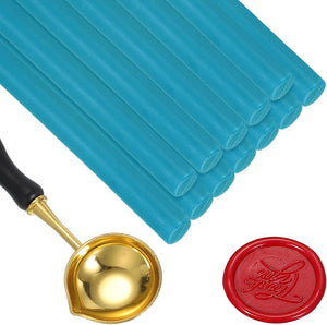 12 Pack Wax Glue Gun Sticks with Wax Melting Spoon, for Stamps, Letters, Envelope, Wedding Invitations, Gift Packaging Wax Seal, Brilliant Blue (Wax Glue Gun Not Included)