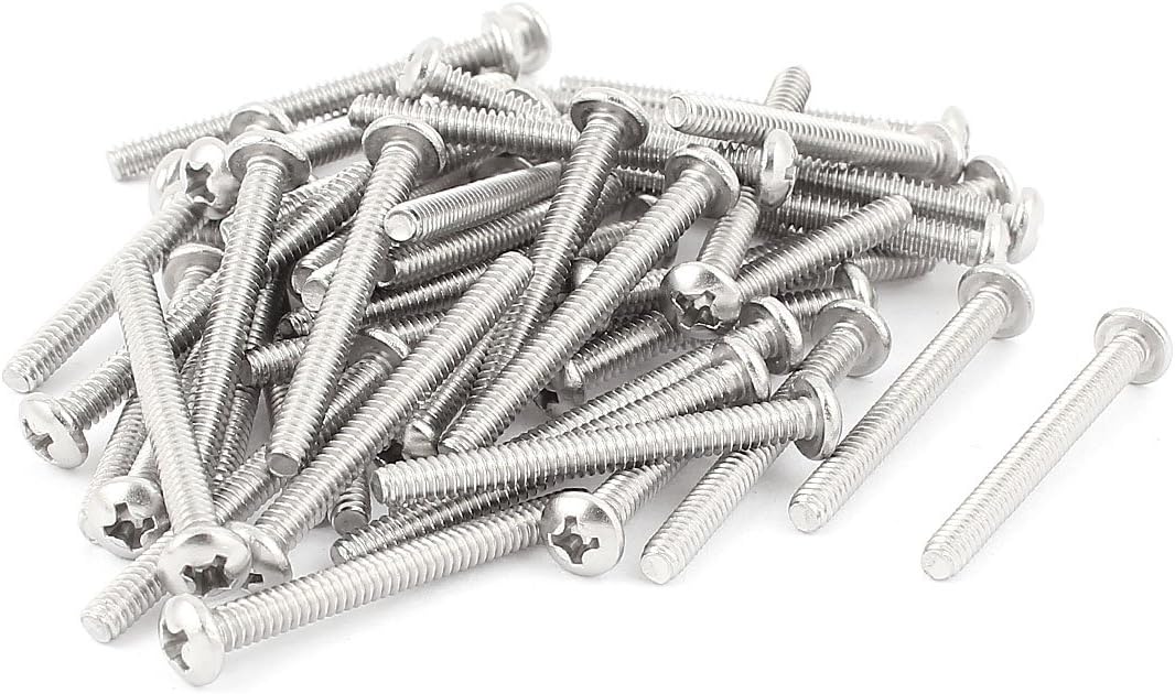 M3 x 35mm Phillips Head Machine Screws Bolts 50 Pcs