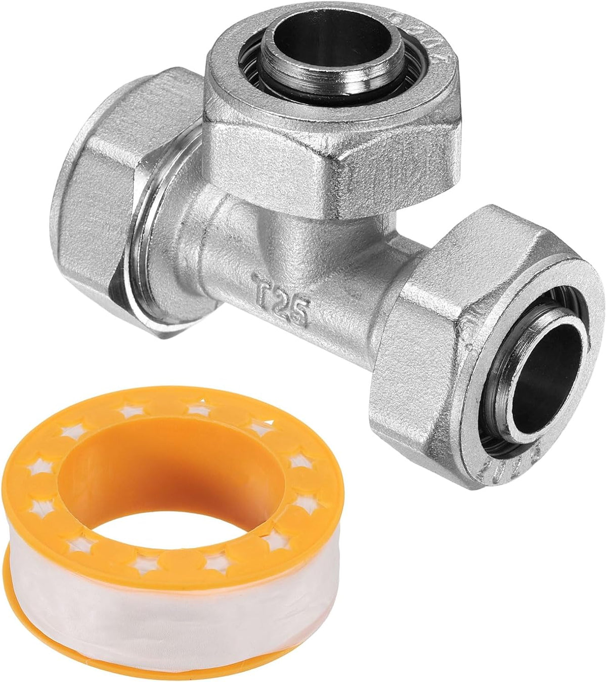 Compressed Air Piping Tee Fitting, G3/4"(Tubing x Tubing x Tubing) 3-Way Connector, Tube Fitting for Tubing System