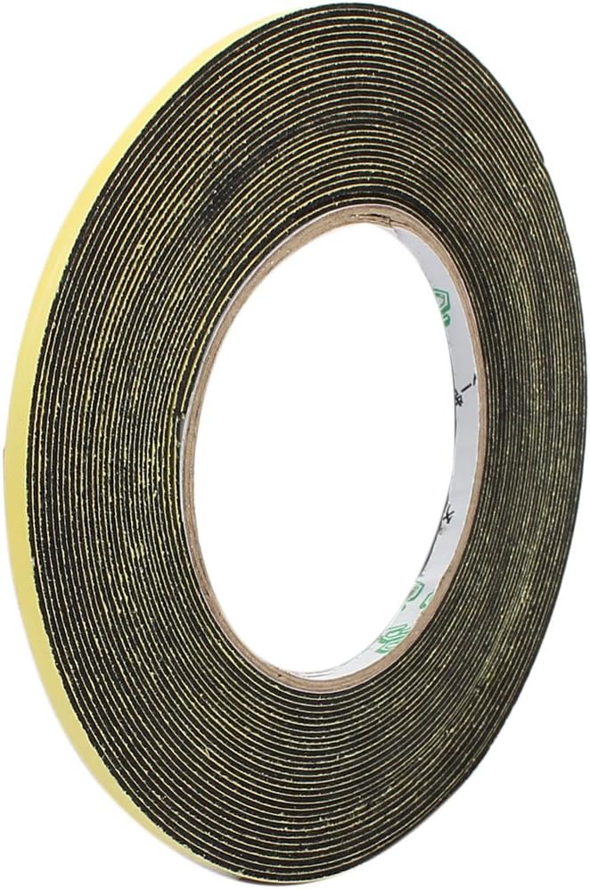 5mm Width 1mm Thickness Single Side Sponge Foam Tape Black 10 Meter Length
