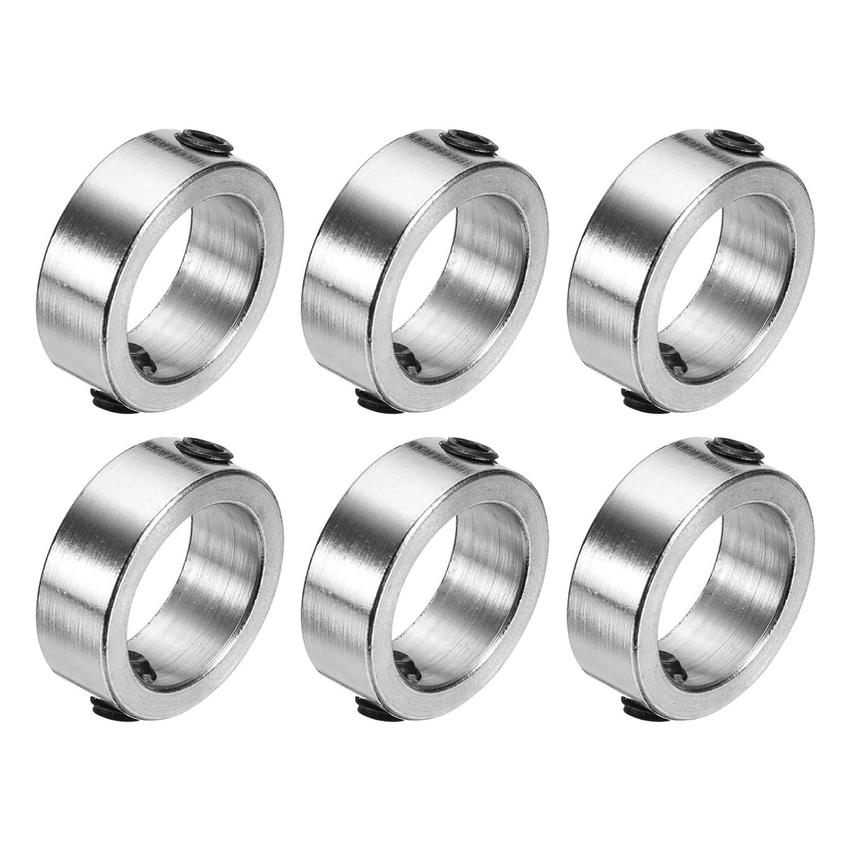 6pcs Set Screw Collars 12mm Bore 304 Stainless Steel Shaft Collars, 17mm OD, 6mm Width Axle Collar Clamp for Linear Rod Shaft Guide