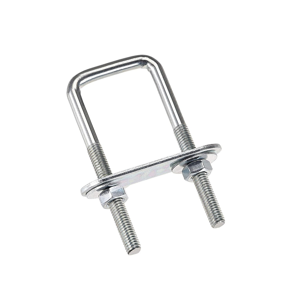 Square U-Bolts 1-1/4"(30mm) Inner Width Carbon Steel M6 with Nuts, Frame Plate, Round Washers 4 Set