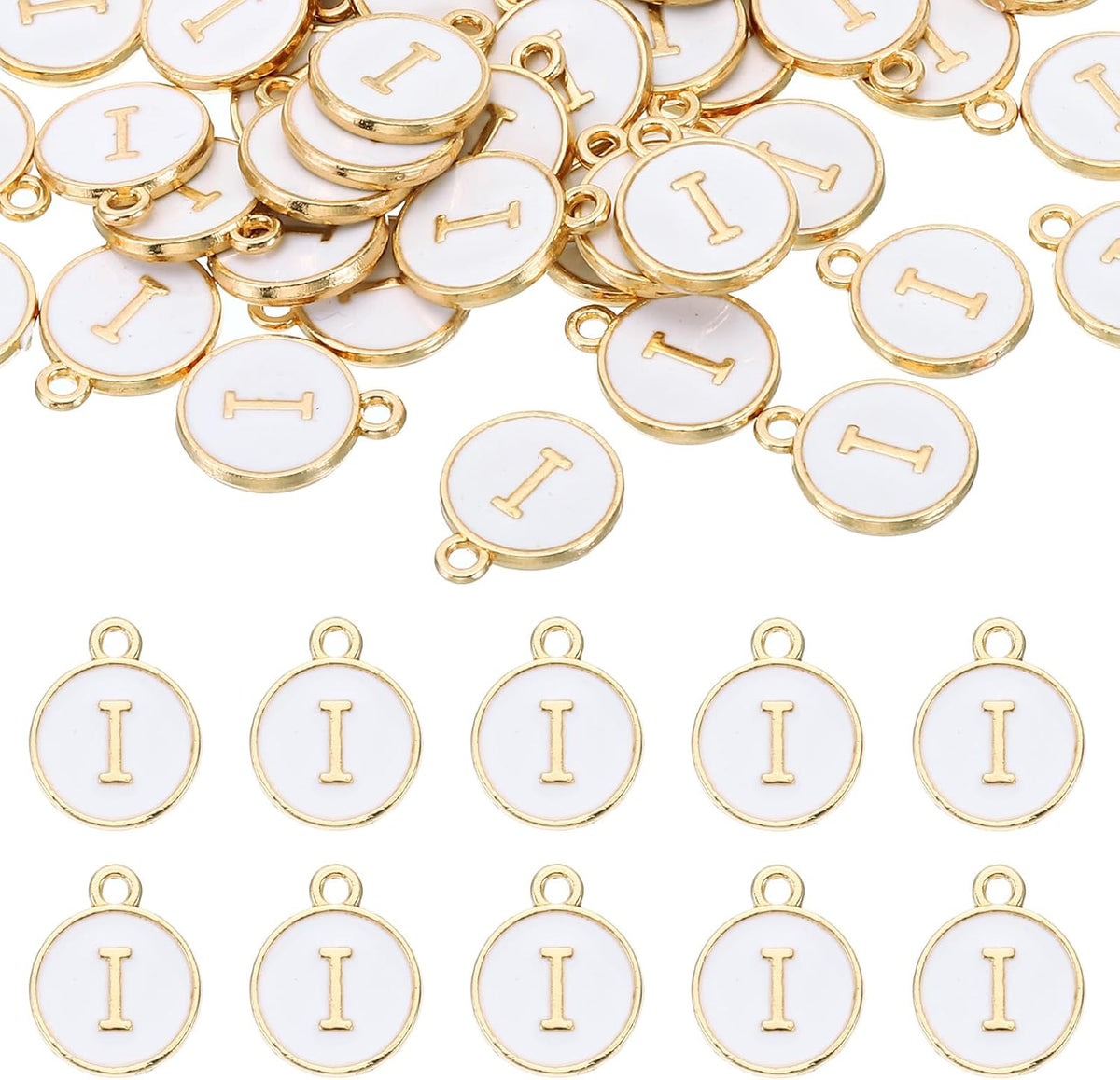 Letter Charm Enamel Letter Pendants, Alphabet Pendants Double Sided Bead Charm for DIY Bracelet Necklace Pendants Earring Jewelry Making