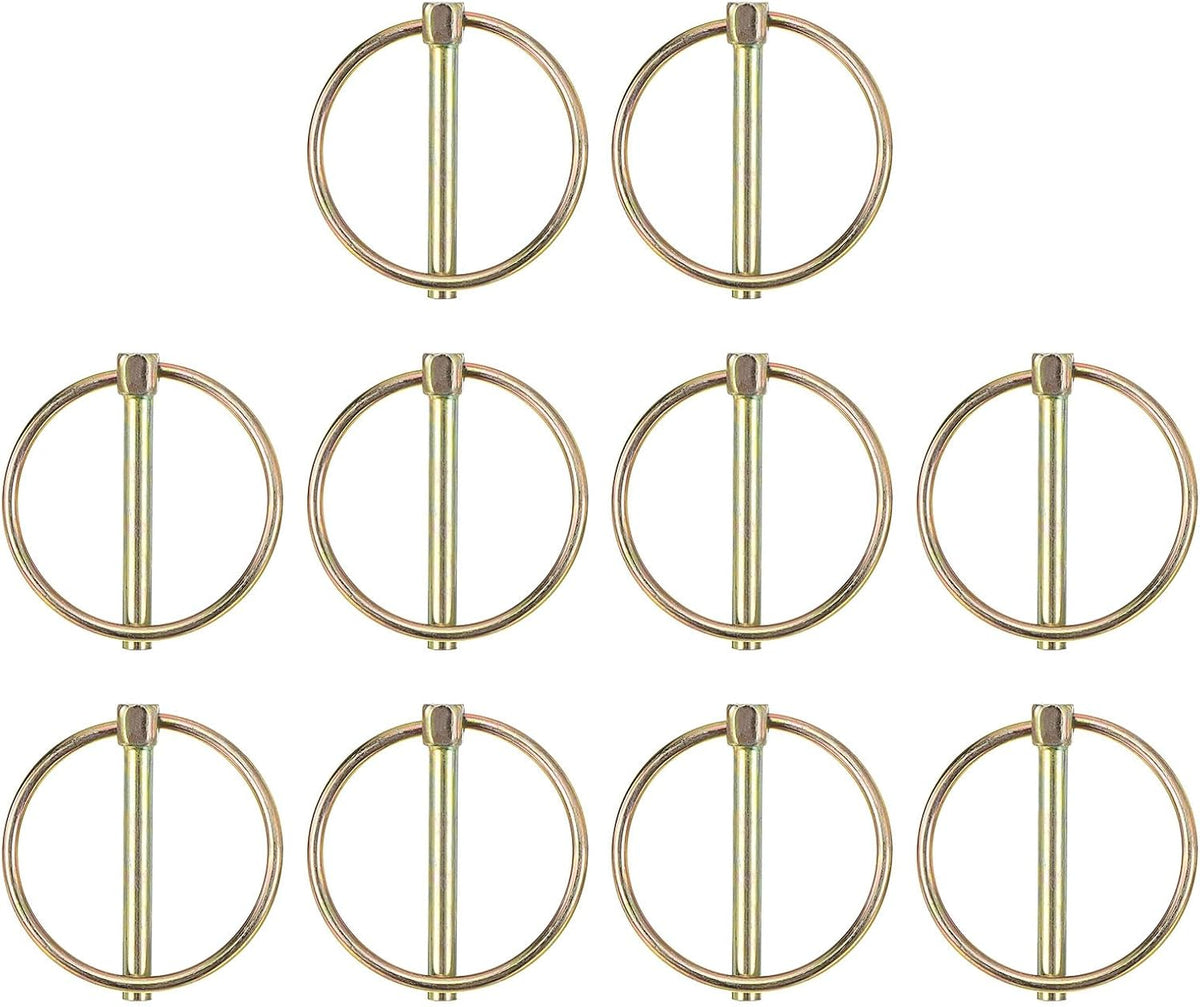 10Pcs 0.18" x 1.5" Tractor Pins Carbon Steel Linch Pin Assortment Kit with Ring for Trailers, Farm Tractors, Trucks, Lawn Mowers, Color Zinc