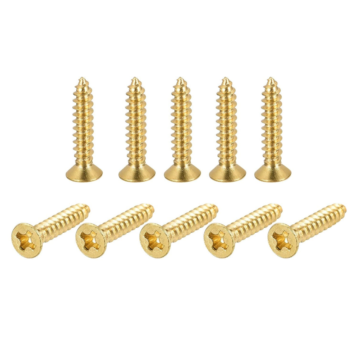 Brass Wood Screws, M3.5x20mm Phillips Flat Head Self Tapping Connector for Door, Cabinet, Wooden Furniture 15Pcs