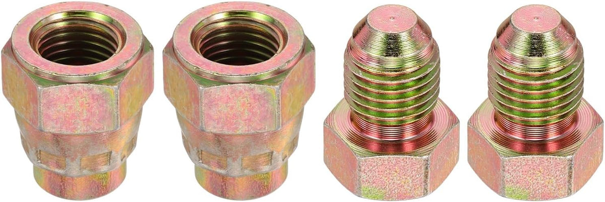 2Pcs JIC Hydraulic Cap & Plug Kits, 37° Flare Cap & Plug Seal Hydraulic Hose Fittings Carbon Steel with Zinc Plating Fits JIC -4 (7/16"-20 UNF) Fittings