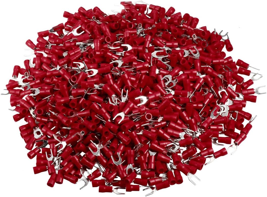 1000PCS SV1.25-4S Insulated Fork Spade Wire Connector Electrical Crimp Terminal for 22-16AWG