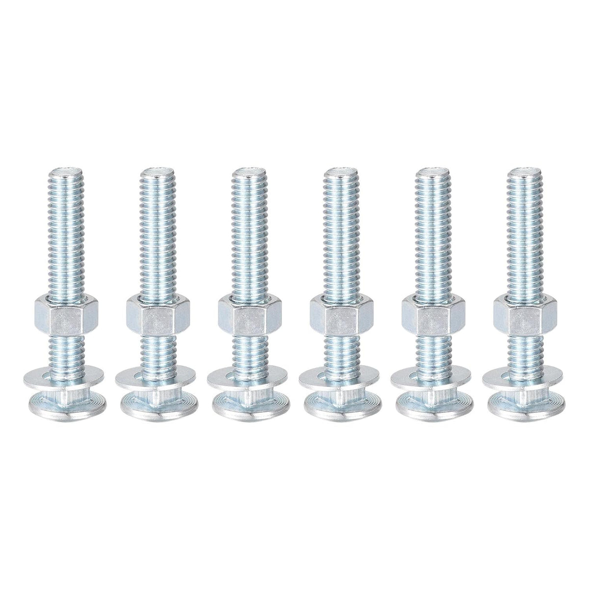 3/8-16 x 2-1/2" Square Neck Carriage Bolts with Nuts & Washers, Carbon Steel Coach Bolt Screws 6 Set