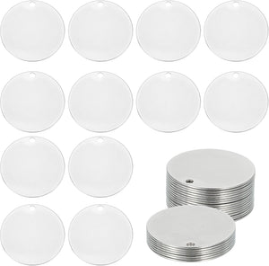 38 Pcs 304 Stainless Steel Flat Round Blank Stamping Tags, 35mm/1.4" Disc Metal Stamping Blanks with Hole for Jewelry Making DIY Crafts Pendants Label