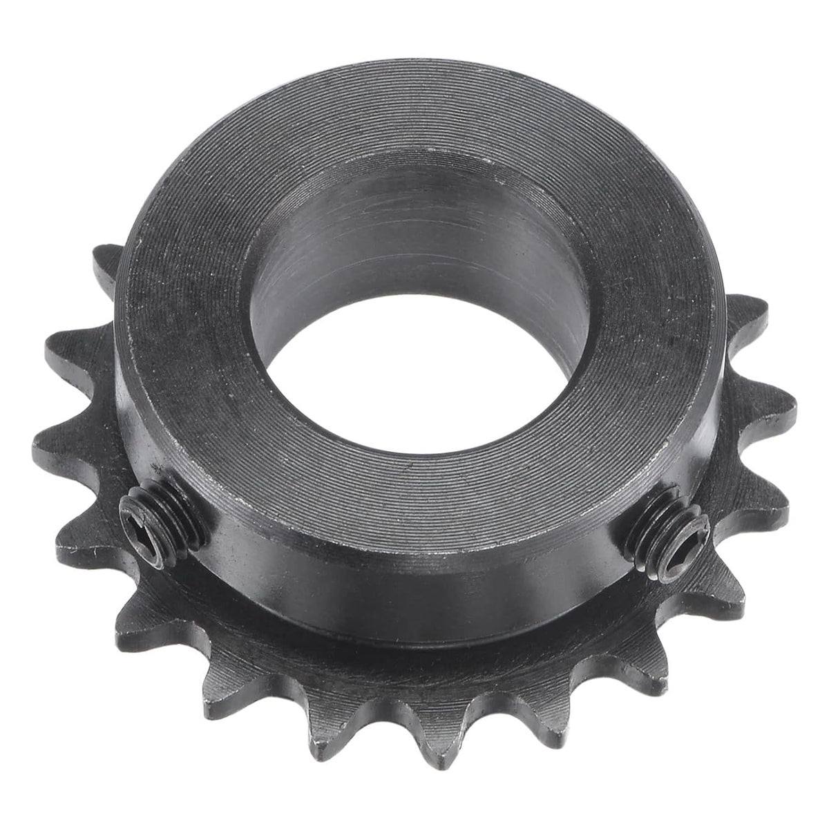 20 Tooth Roller Sprocket B Type, #25 Chain, Single Strand 1/4" Pitch, 19mm Bore Black Oxide C45 Carbon Steel with Set Screws for ISO 04C