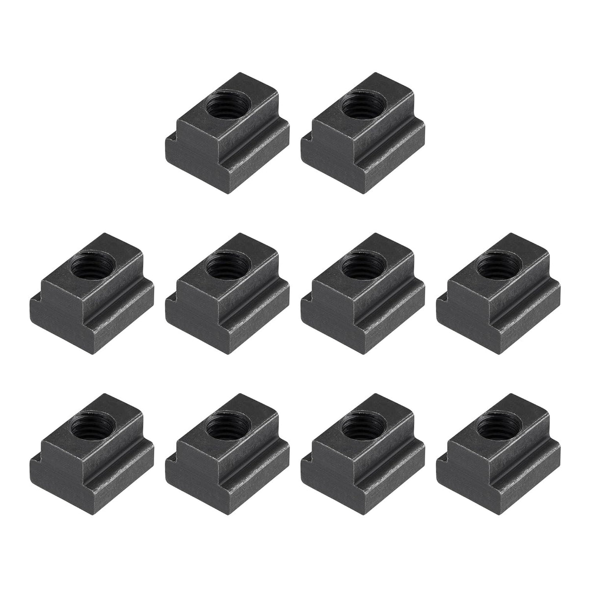 M10 Thread T Slot Nuts, Alloy Steel Black Oxide Finish Grade 8.8 Tapped Through Slot T-Nuts Furniture 10Pcs