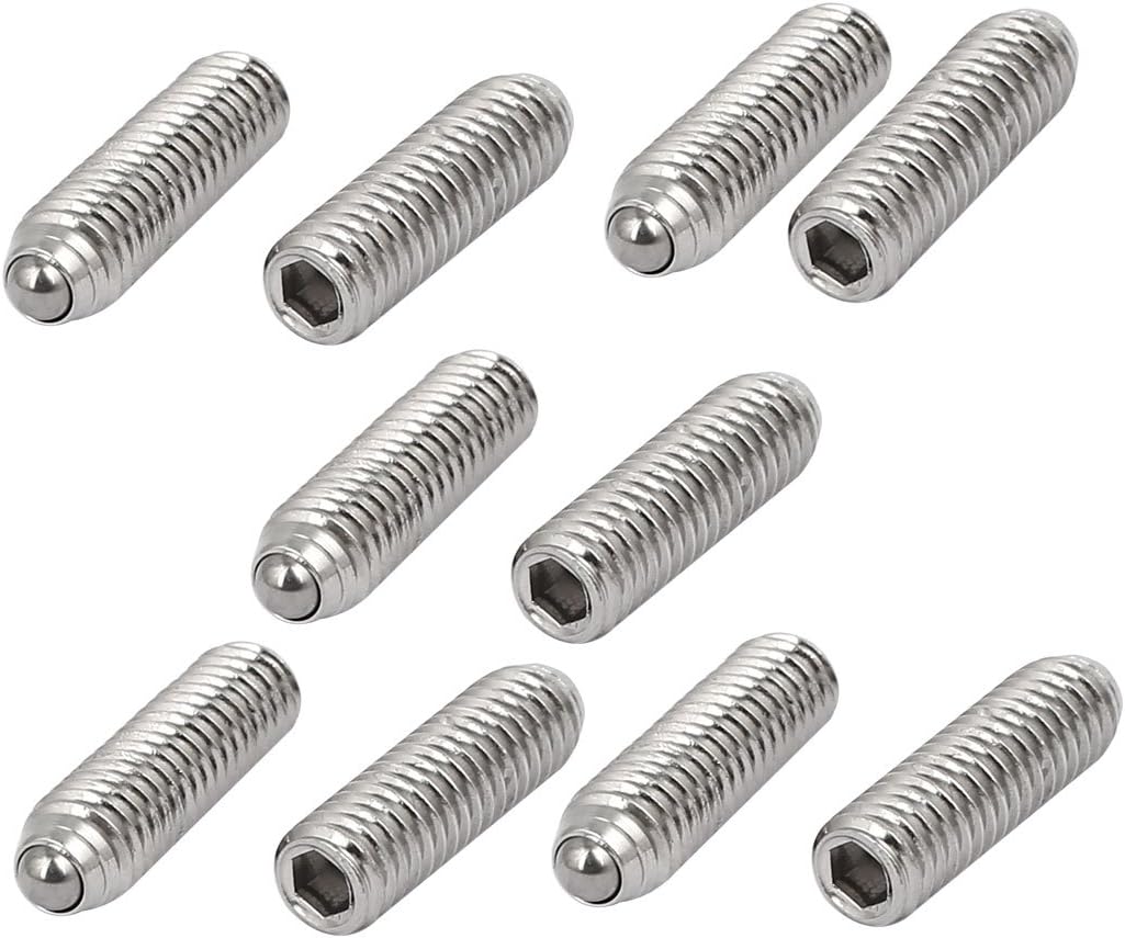 M6x20mm 304 Stainless Steel Spring Hex Socket Ball Point Grub Set Screws 10pcs
