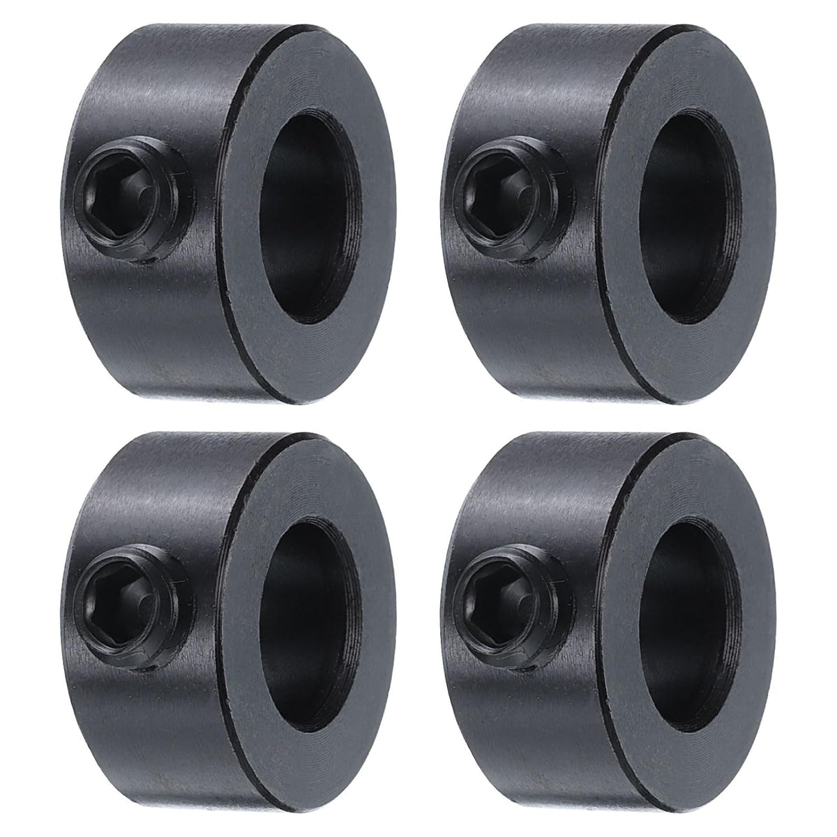 4pcs Set Screw Collars 3/8" Bore Carbon Steel Shaft Collars, 3/4" OD, 3/8" Width Axle Collar Clamp for Linear Rod Shaft Guide, Black Oxide