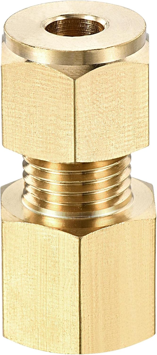 Compression Tube Fitting G1/4 Female Thread x 6mm Tube OD Straight Coupling Adapter Brass
