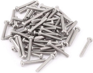M2.5 x 16mm 304 Stainless Steel Phillips Round Head Screws Bolt 60pcs