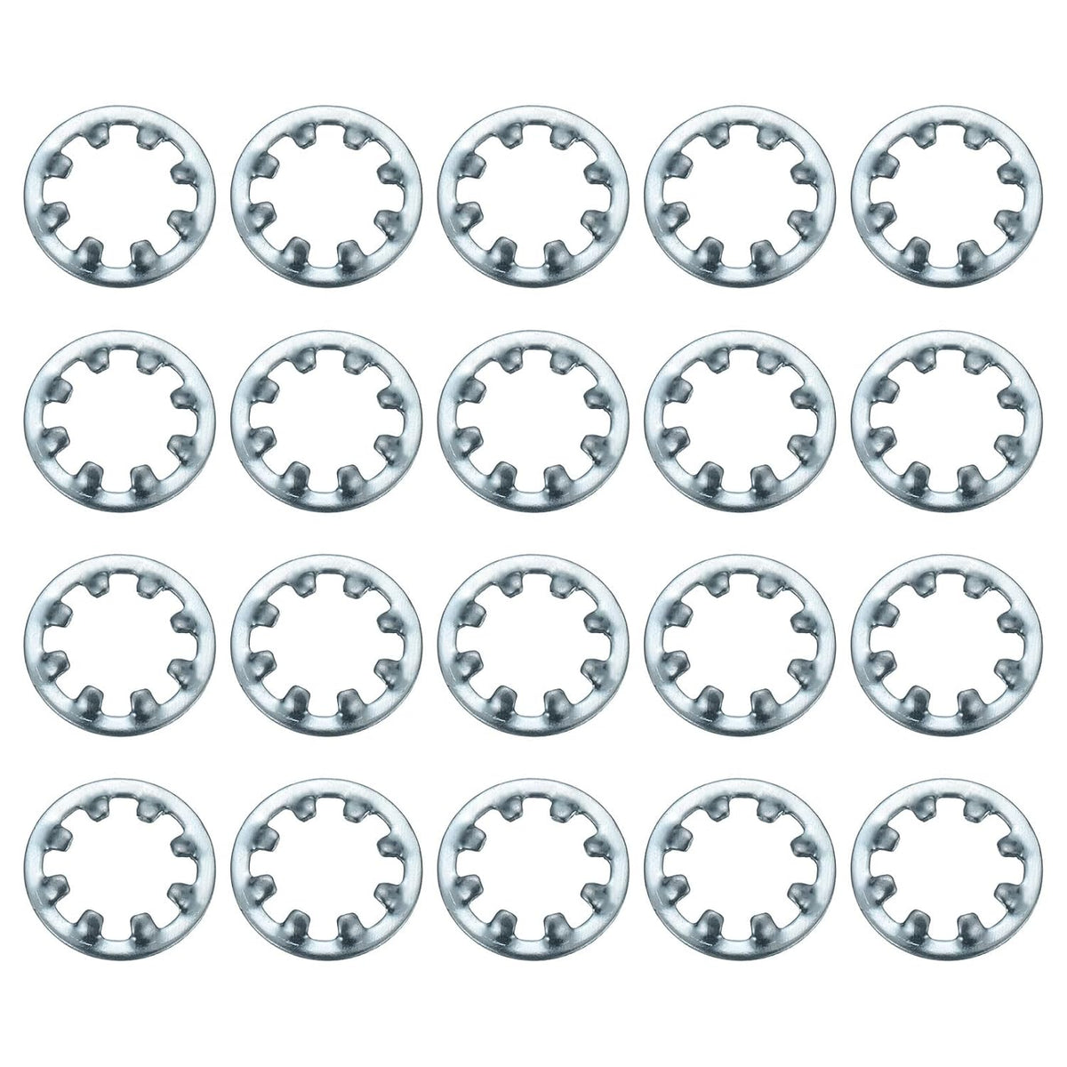 50Pcs 1/4 Internal Tooth Lock Washer, Zinc-Plated Carbon Steel Multi-Tooth Star Washer Locking Fastener, Silver Tone