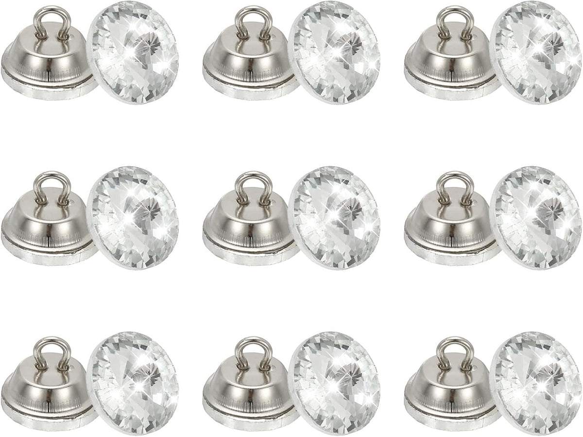 25 Pcs Rhinestone Crystal Buttons, 16mm Upholstery Tufting Buttons with Metal Loop for Sewing Sofa Bed Headboard DIY Crafts Decoration (Cubic)