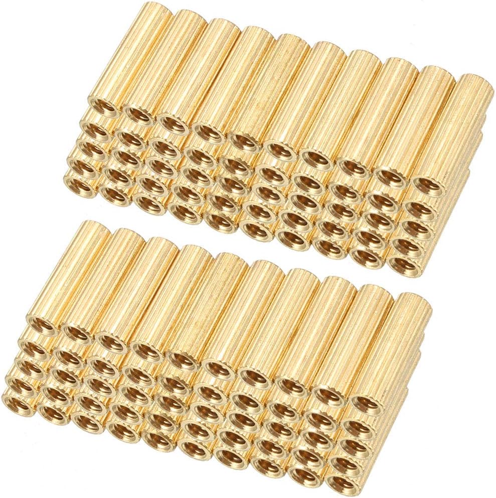 100pcs Brass Round Straight PCB Pillar Female Thread Standoff Spacer M2x3x12mm