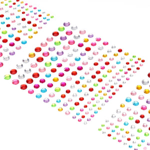 600 Pcs Gems Stickers for Crafts, 5 Sheet Self-Adhesive Gems Bling Circular Rhinestone Stickers, Crystal Crafts Jewelry Stickers for Party Table Decorations, Multicolor