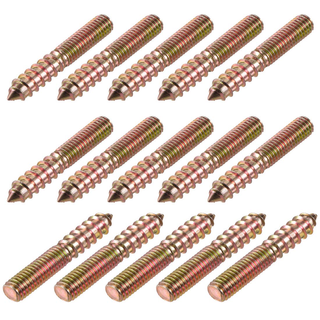 M8 Hanger Bolts Length 2"(50mm) Double Headed Bolts Self-Tapping Screw 8mm Wood Joint Furniture Legs 15pcs