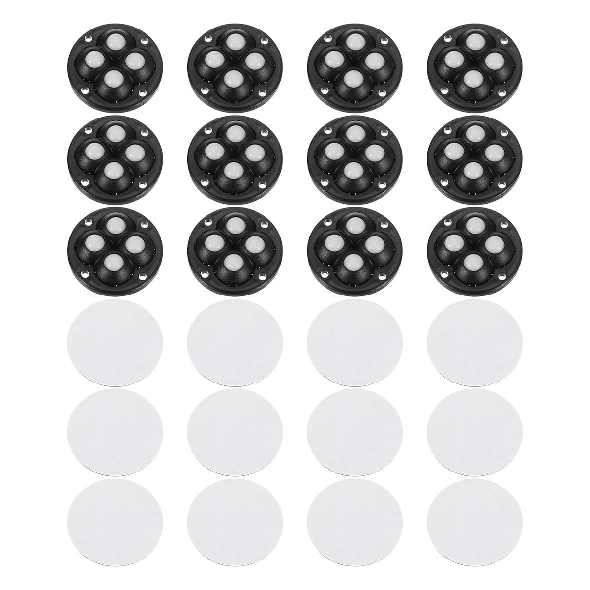 12Pcs Mini Self Adhesive Caster Wheels, 1.85" x 0.55" 360° Rotation Swivel Wheel Small Rolling Ball Casters for Small Appliances Storage Box Trash Can - Nylon Beads (Black)