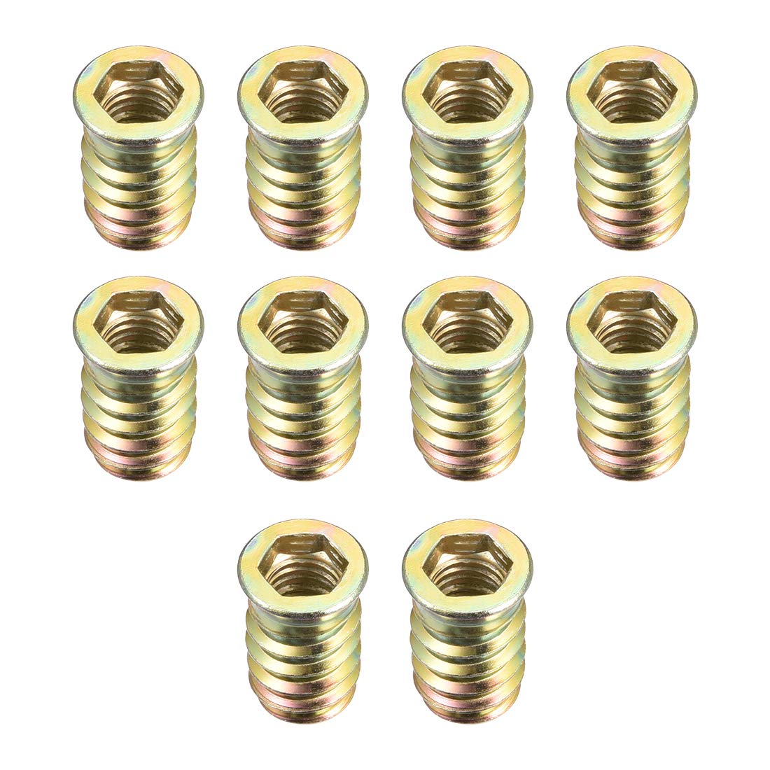 Wood Furniture M10x25mm Threaded Insert Nuts Interface Hex Socket Drive 10pcs