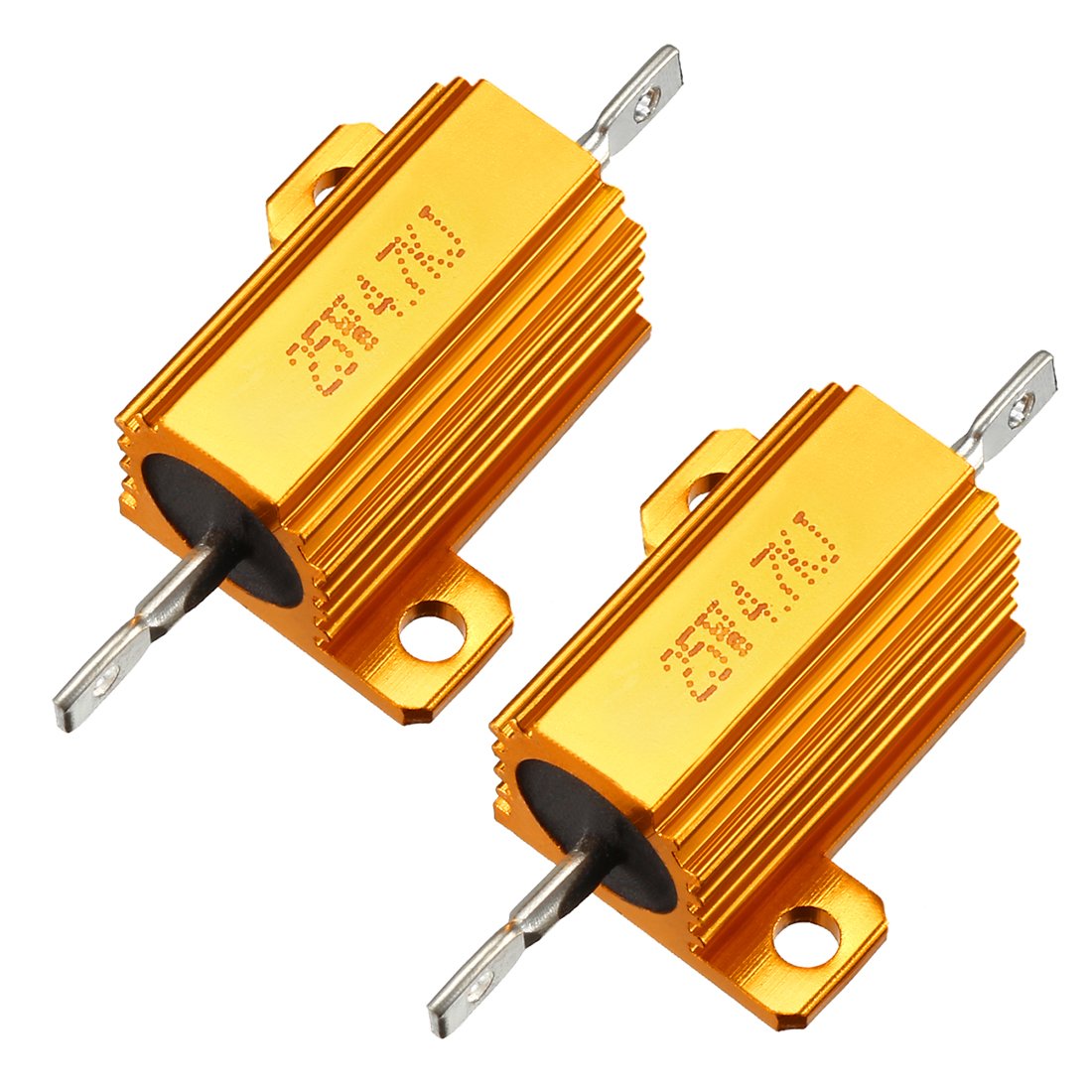 25W 4.7k Ohm 5% Aluminum Housing Resistor Screw Tap Chassis Mounted Aluminum Case Wirewound Resistor Load Resistors Gold Tone 2 pcs