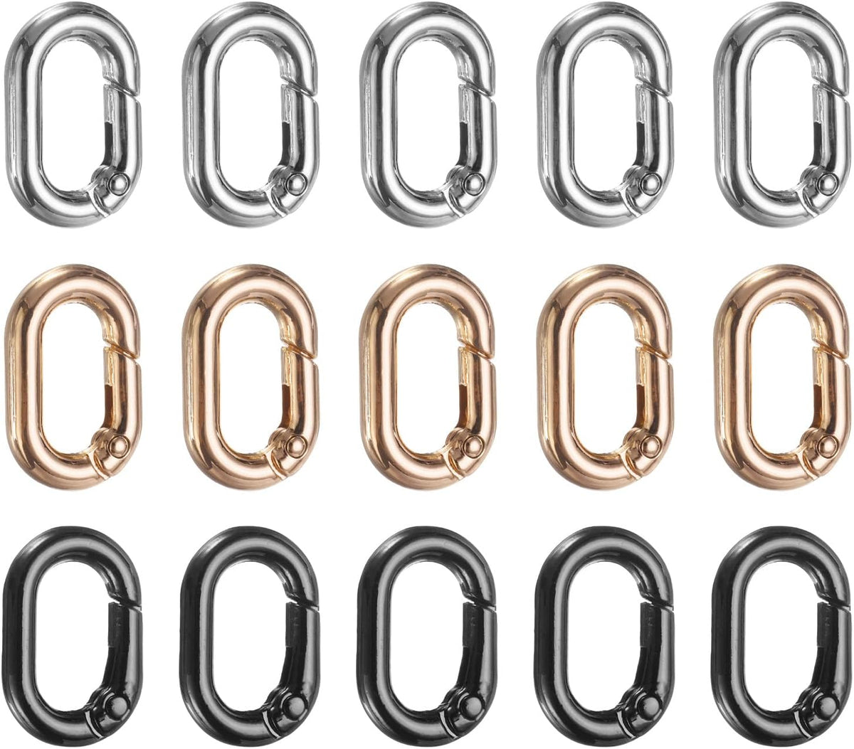 15pcs Spring Oval Rings, Spring Key Ring Clips Snap Buckle Zinc Alloy Trigger Rings for Keyring Buckle Handbag Purses Wallets