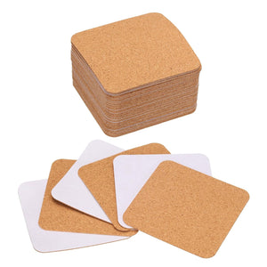 50pcs Self Adhesive Cork Coasters 3.1"x 3.1"x 0.04" - Mats, Tiles, Backing Sheets, Mini Wall Board for DIY Crafts, Square Rounded Corner