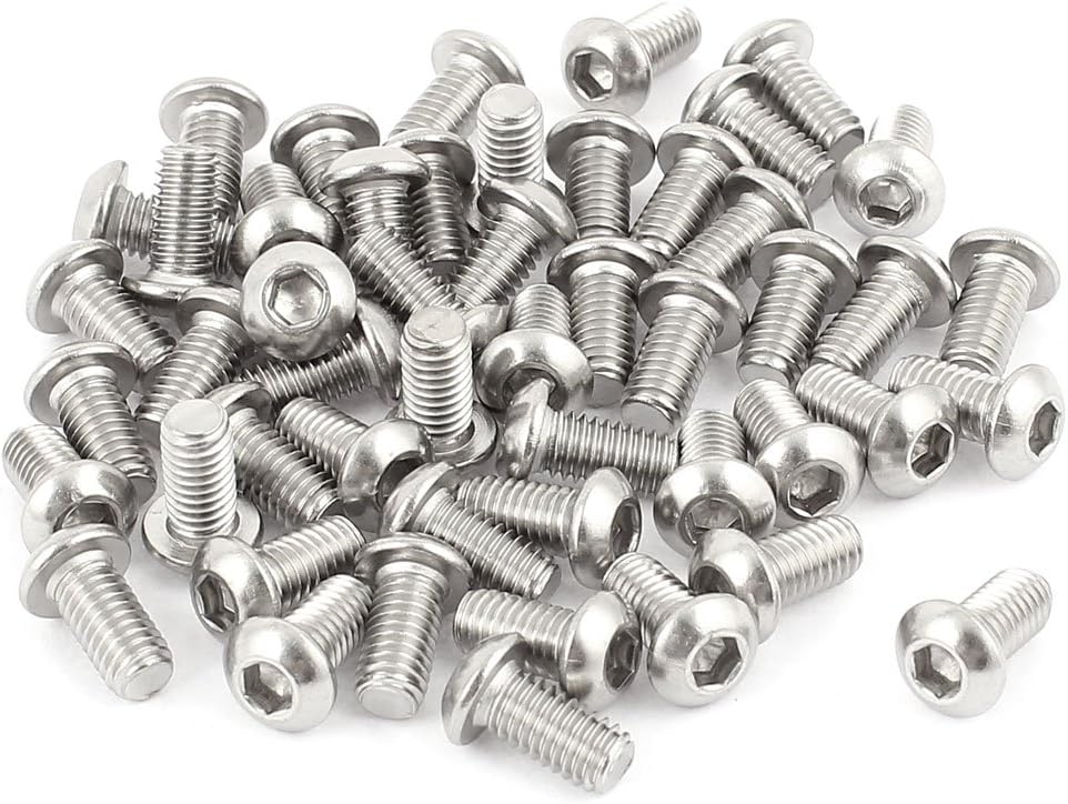 M6x12mm Stainless Steel Hex Socket Button Head Screws 50 Pcs