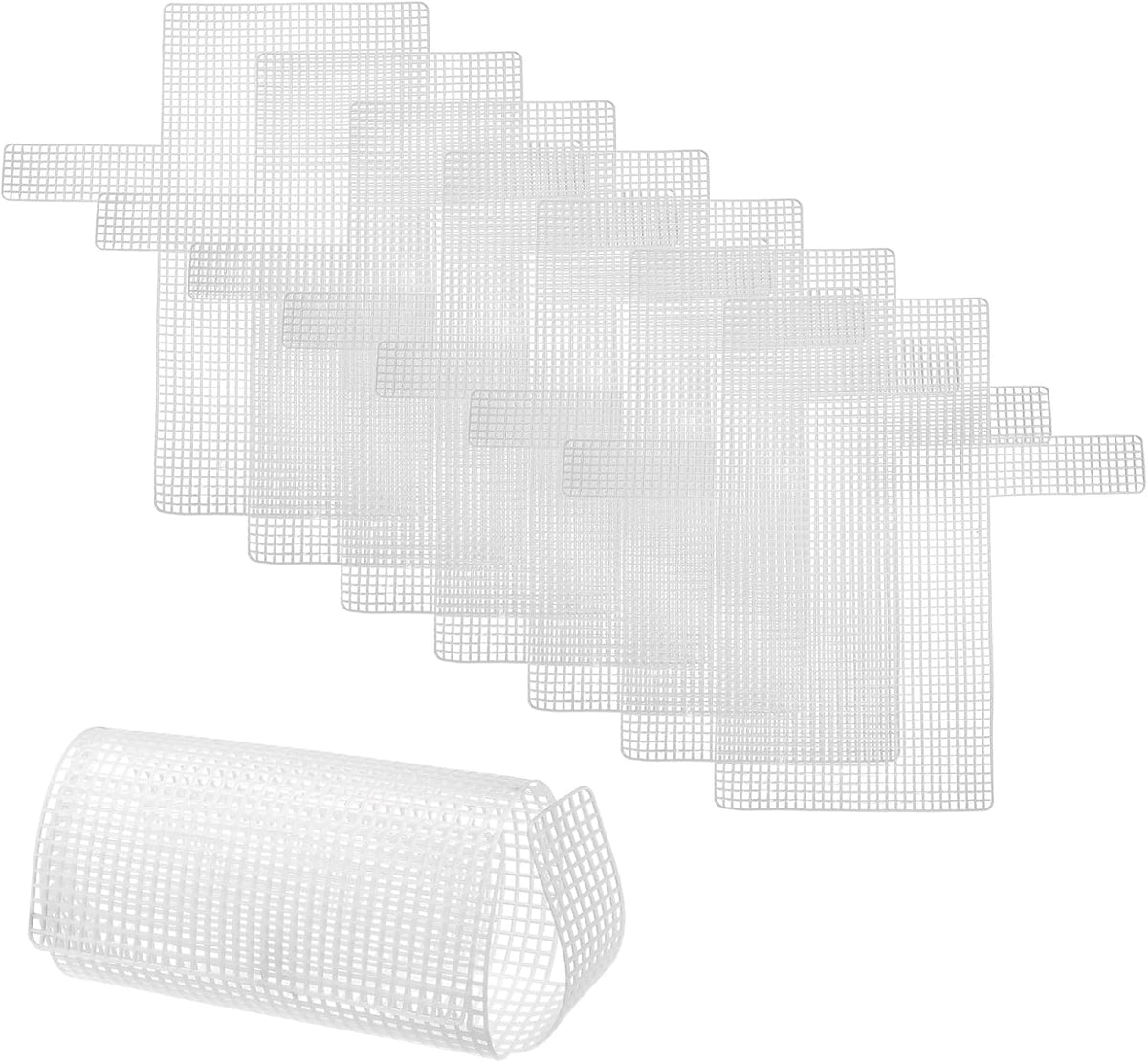 8Pcs Plastic Mesh Canvas Sheet, 14.3 x 15.7 Inch Plastic Mesh Sheet for Crochet Purse Making, Blank Canvas for Embroidery, Crafting, DIY Project, White