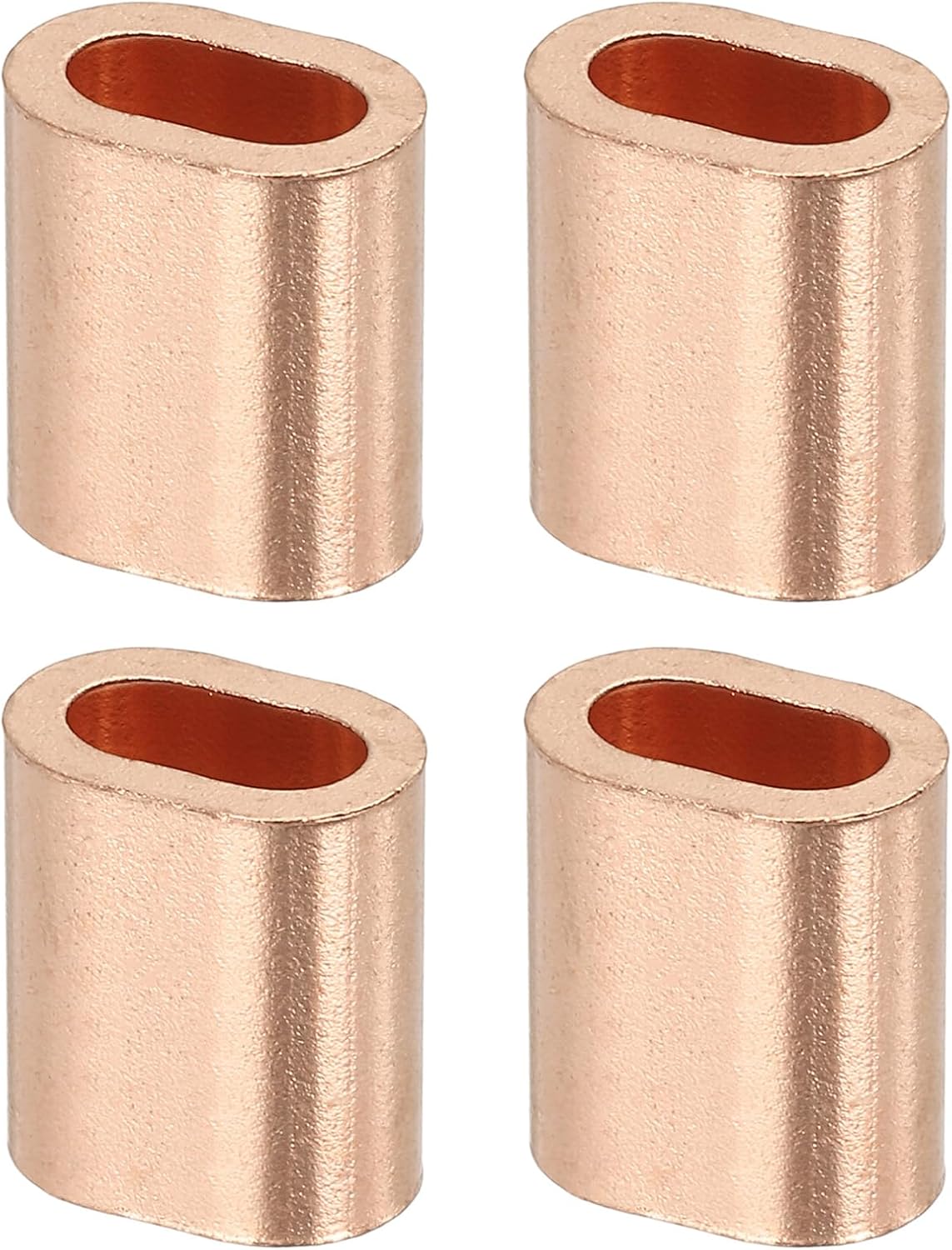 1/4"(6mm) Wire Rope Stop Sleeve, Copper Crimping Loops Sleeve Oval Crimp Ferrules for Wire Rope and Cable Ferrule, Gold 4Pcs