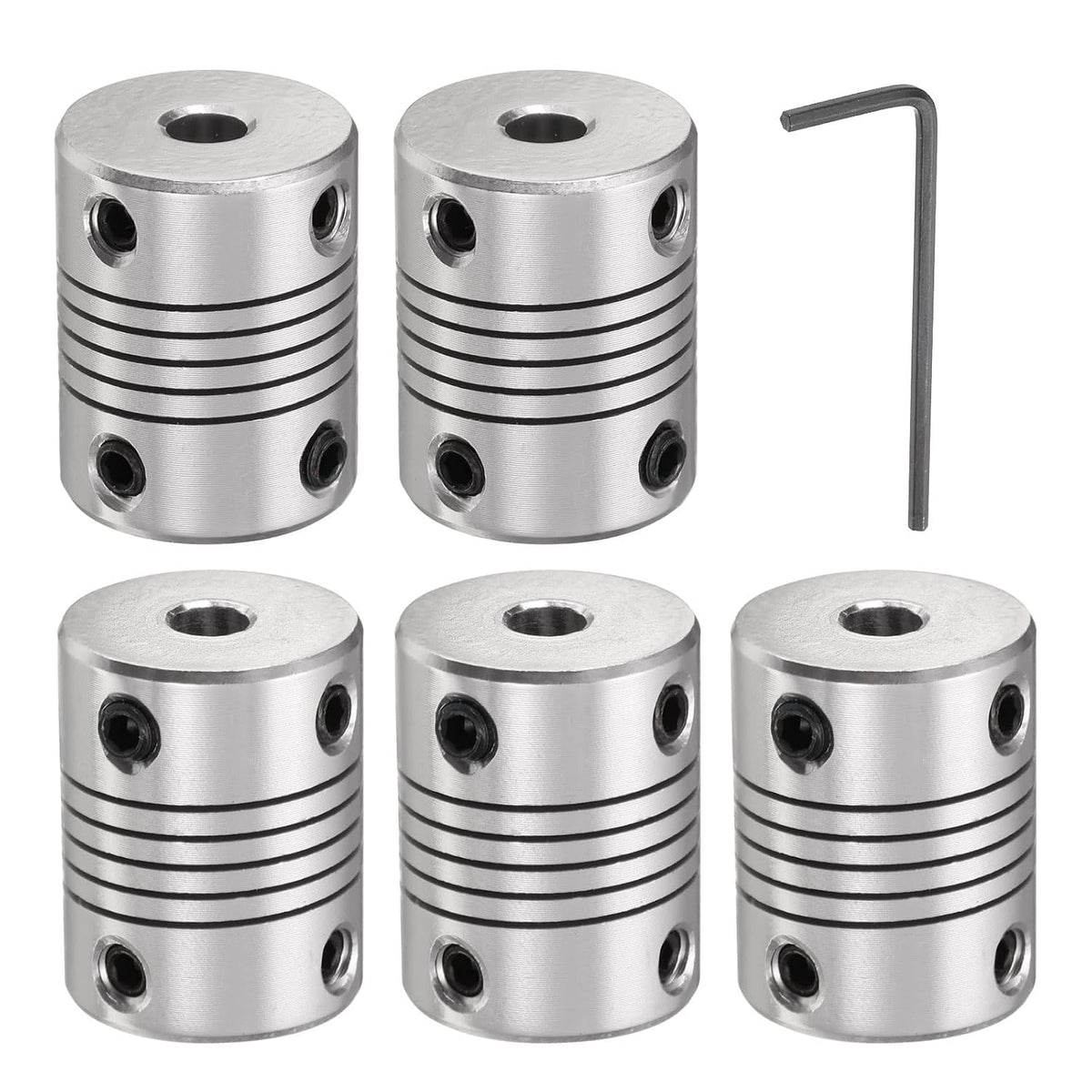 5 Pcs Aluminum Alloy Shaft Coupling 5mm to 5mm, Flexible Coupling Motor Connector Joint, Stepper Motor Coupler for CNC Machine & 3D Printer (L25xD19)