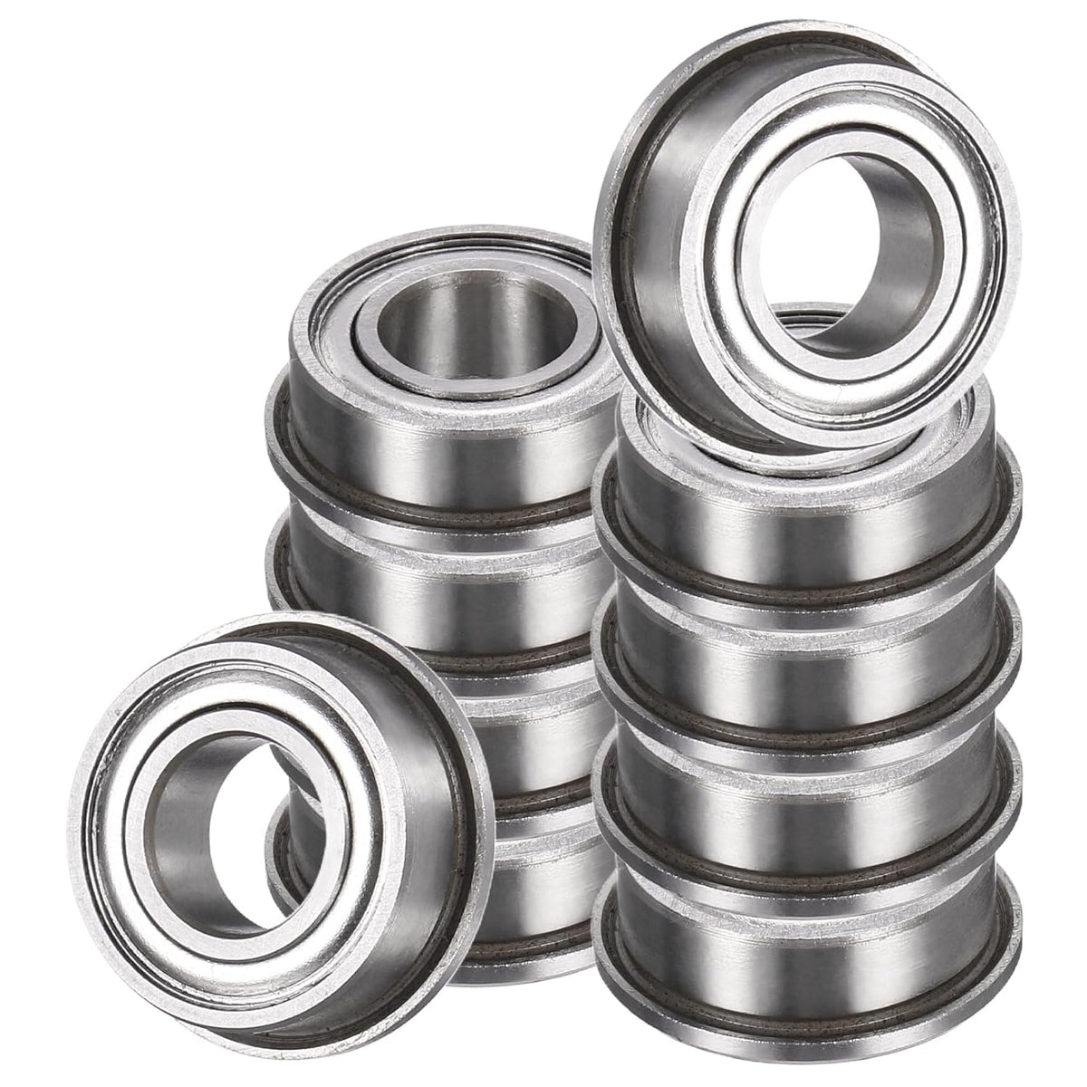 10Pcs F687ZZ Flanged Ball Bearings, 7 x 14 x 5mm Double Shielded Chrome Steel Deep Groove Bearing, ABEC5