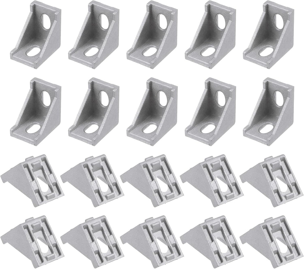 20Pcs Aluminum Profile Corner Bracket 90 Degree Aluminum Extrusion Profile Accessories for 2028 Series Aluminum Extrusion Profile, Silver Tone