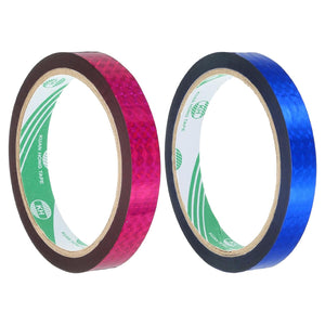 Washi Prism Tape Set 0.6 Inch x 55 Yards Holographic Metalized Reflective Tape for Holiday Packaging and Decoration, DIY and Art Craft (2 Rolls, Rose Red + Blue)