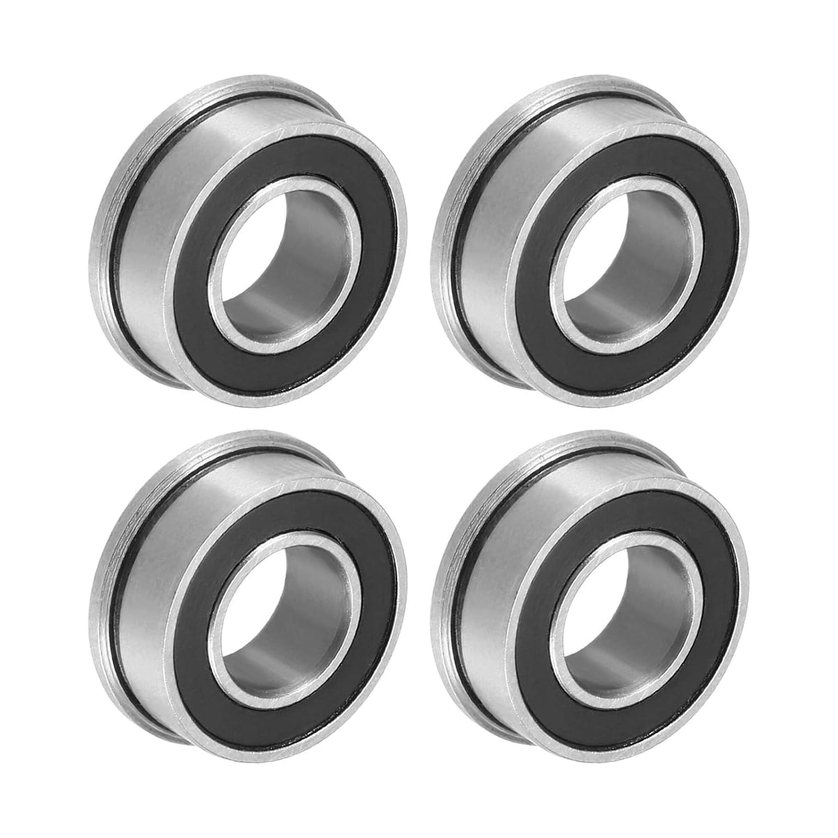 FR188-2RS Flanged Ball Bearing 1/4 x 1/2 x 3/16 inch Double Sealed Chrome Steel Flange Bearings, 4pcs