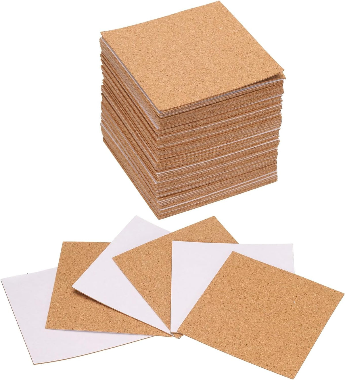 80pcs Self Adhesive Cork Coasters 4"x 4"x 0.04" Cork Mats Cork Tiles Cork Backing Sheets Mini Wall Cork Board for Coasters and DIY Crafts, Square