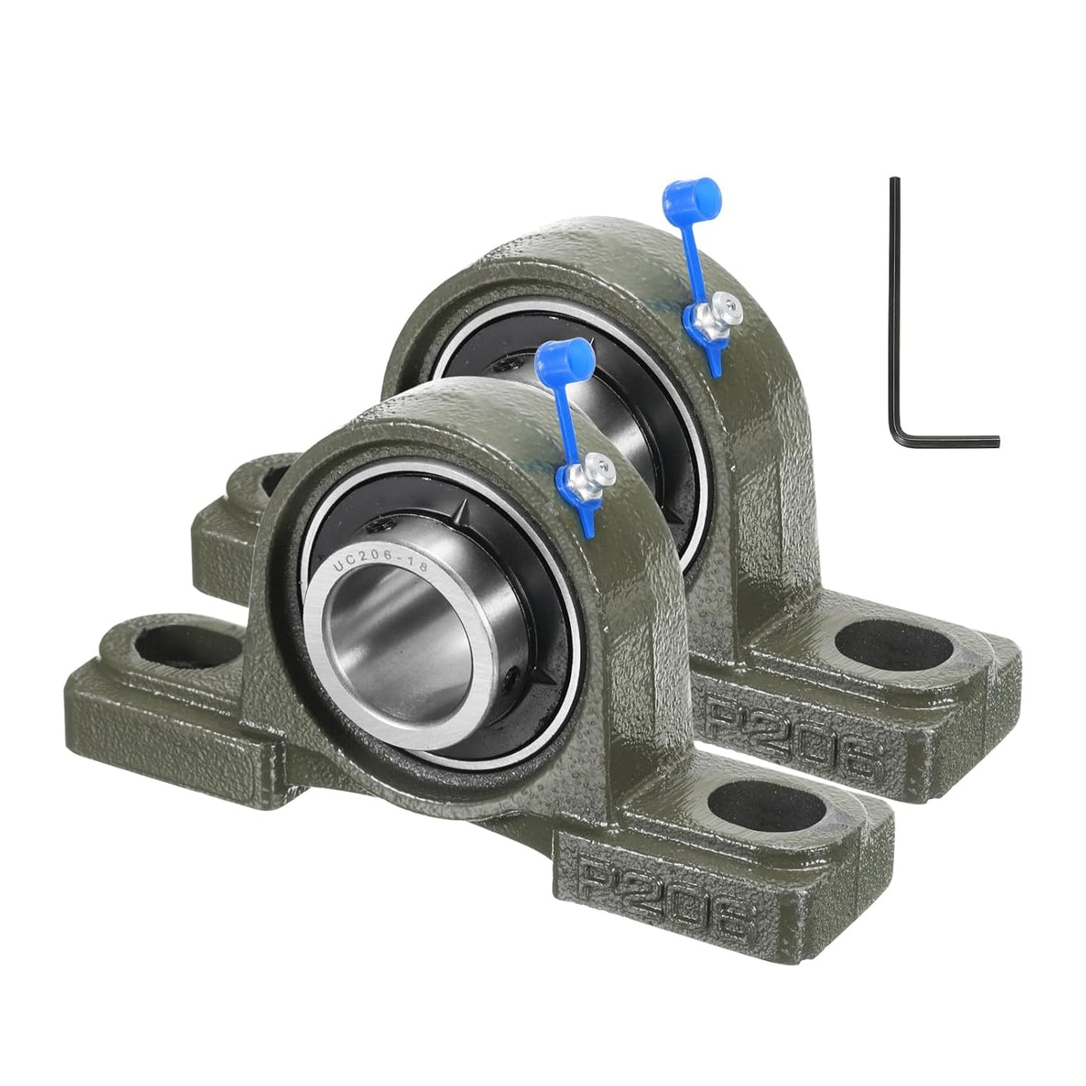 2 Pcs UCP206-18 Pillow Block Bearings 1-1/8 inch Bore Self Alignment, Solid Cast Iron Base Mounted Chrome Steel Bearings