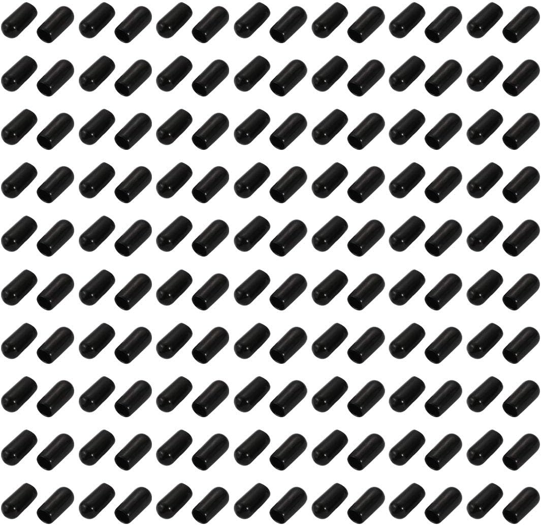 150Pcs 6mm Inner Dia PVC Flexible Vinyl End Cap Screw Thread Protector Black